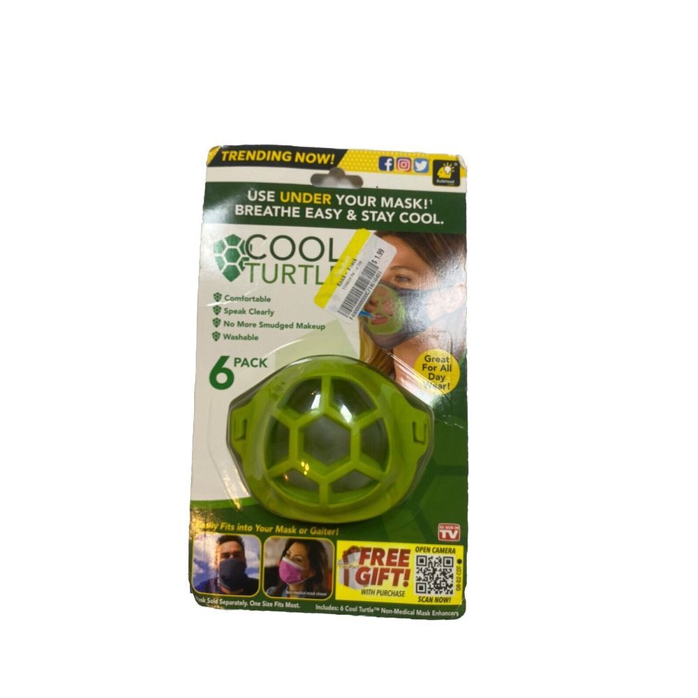 COOL TURTLE FOR FACE MASK BRACKET 6-PACK Use Under Your MASK‎ breath Easy